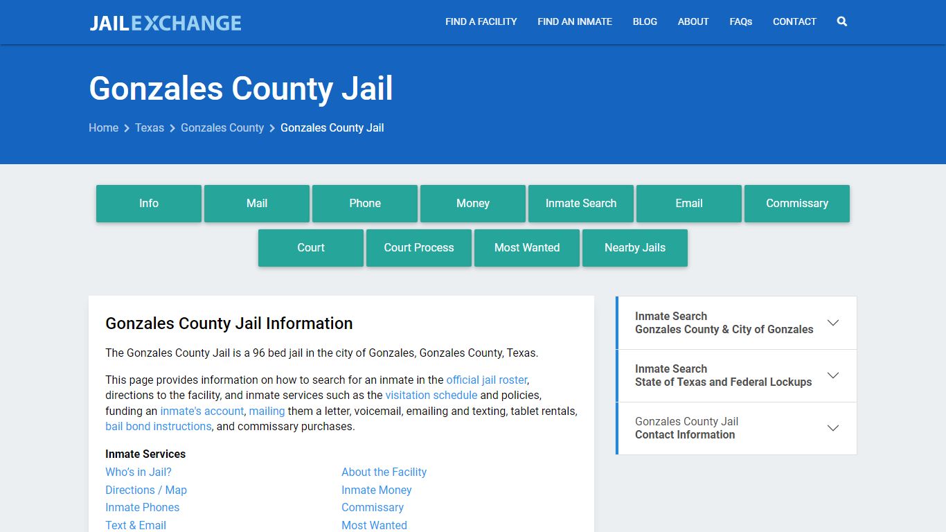 Gonzales County Jail, TX Inmate Search, Information